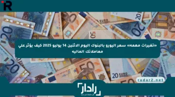 «تغيرات مهمة» سعر اليورو بالبنوك اليوم الإثنين 14 يوليو 2025 كيف يؤثر على معاملاتك المالية
